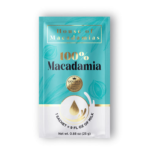 House of Macadamias 100% macadamia milk nut puree on-the-go sachet – plant-based, vegan, dairy-free, no seed oils, no gums, all natural, single ingredient, made from pure macadamias, creamy macadamia nut milk, healthy nut milk alternative