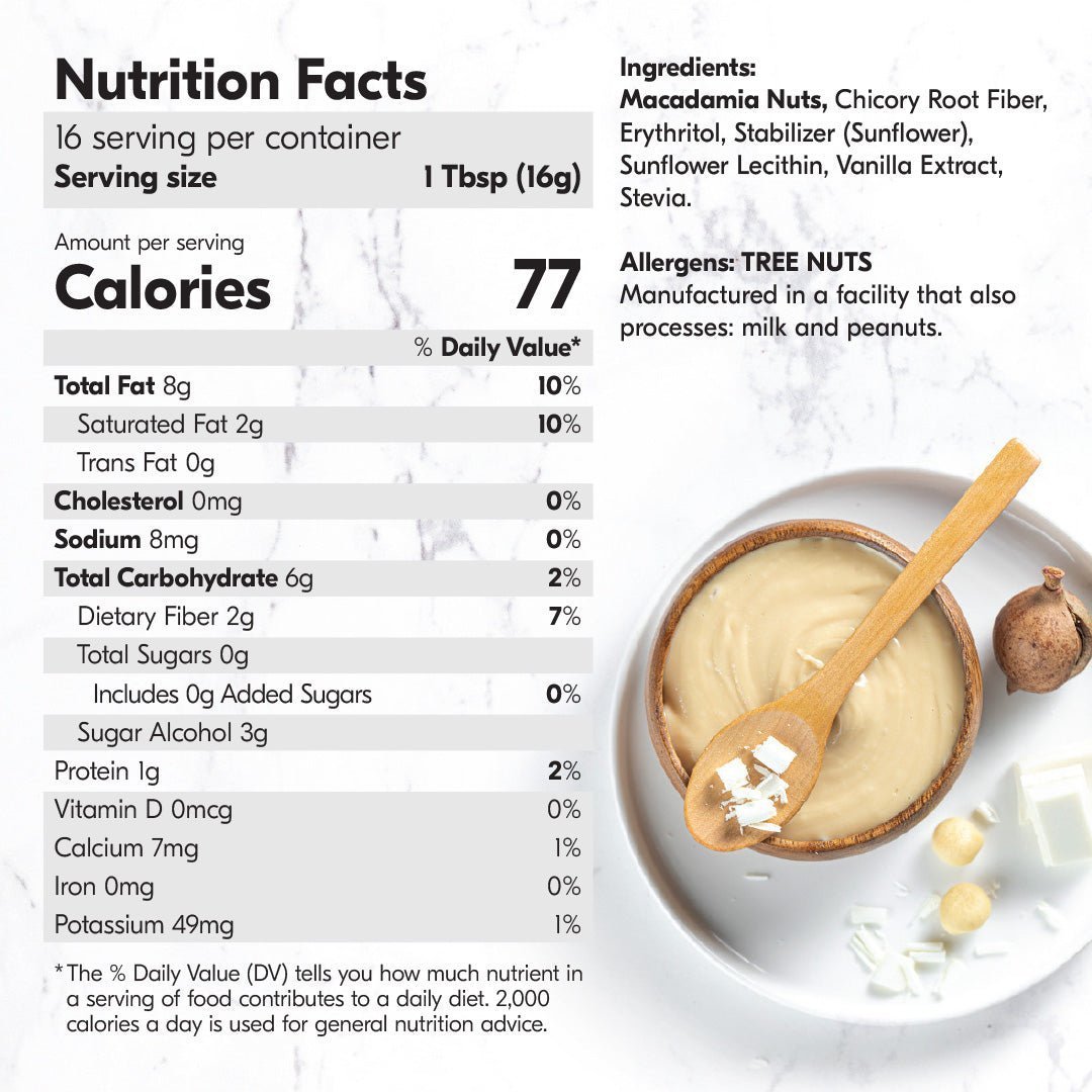 white chocolate macadamia nut butter nutrition facts