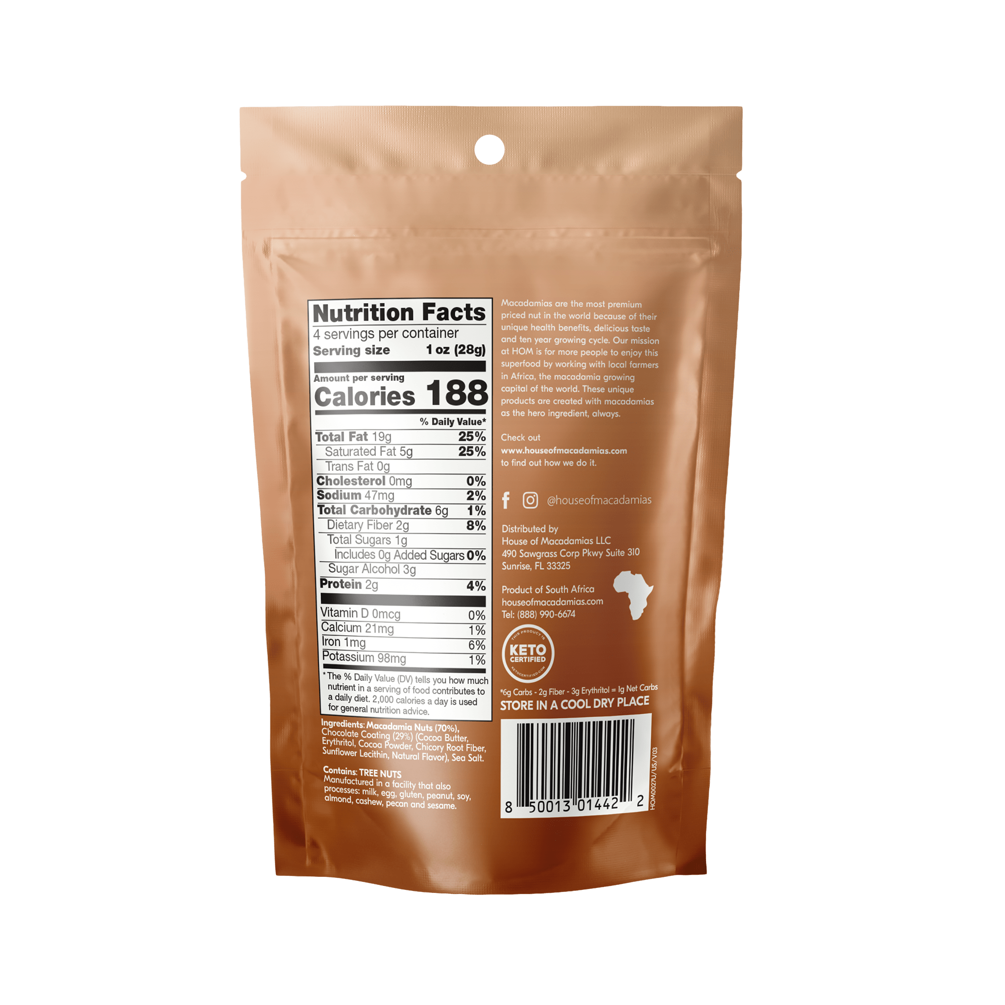 Chocolate Macadamia Dipped Nuts (4oz x 6 Bags) - House of Macadamias - macadamias nutrition