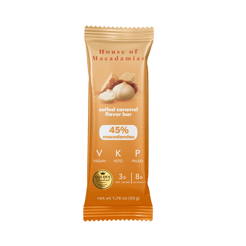 Salted Caramel Macadamia Protein Bars (12 Bars) - House of Macadamias - good bedtime snacks