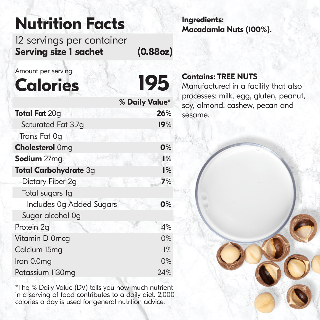 100% Macadamia Milk (12 Sachets) | House of Macadamias | chocolate macadamia nuts