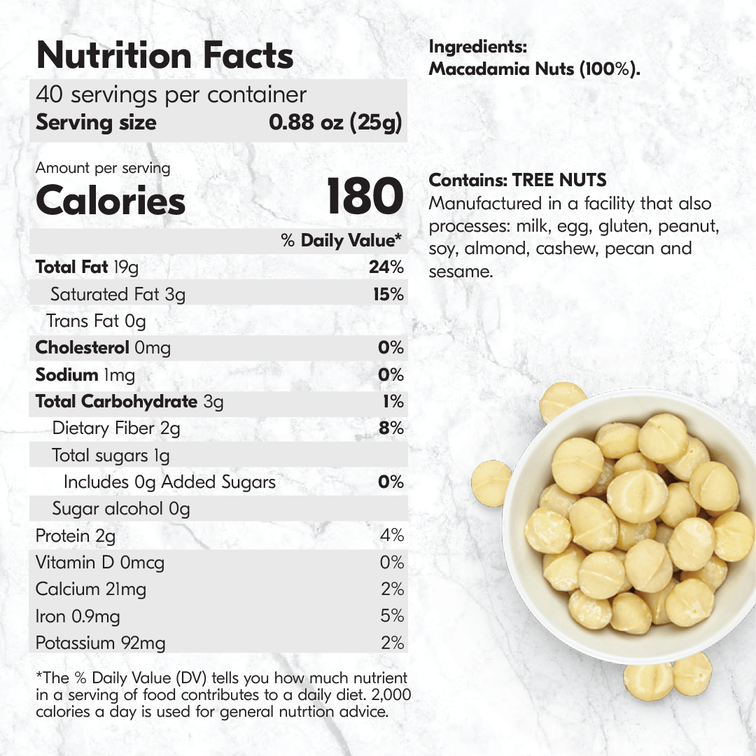 Unroasted Macadamia Nuts (1 kg/2.2 lbs) - House of Macadamias - camping snacks