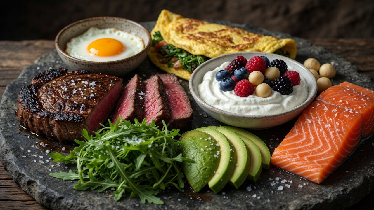 Keto reset diet foods egg omlette steak avocado wild salmon berries macadamia nuts greek yoghurt