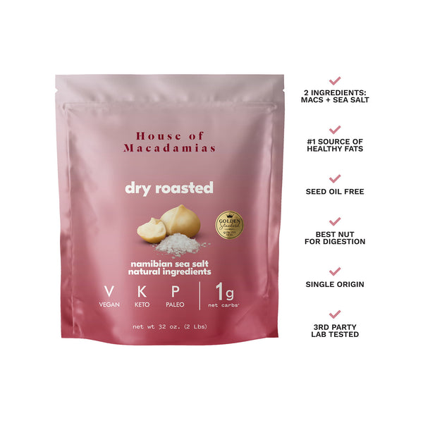 Macadamia Nuts (2 lbs) | Sea Salted, Dry Roasted, No Seed Oils