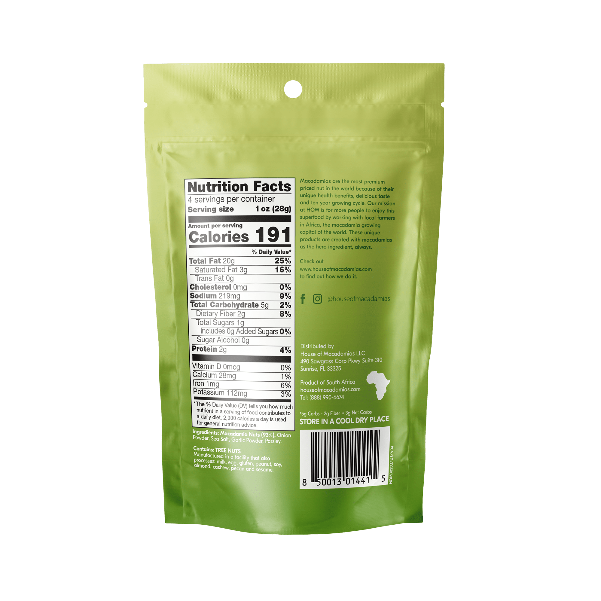Dry Roasted Macadamia Nuts with Onion (4oz x 6 Bags) - House of Macadamias