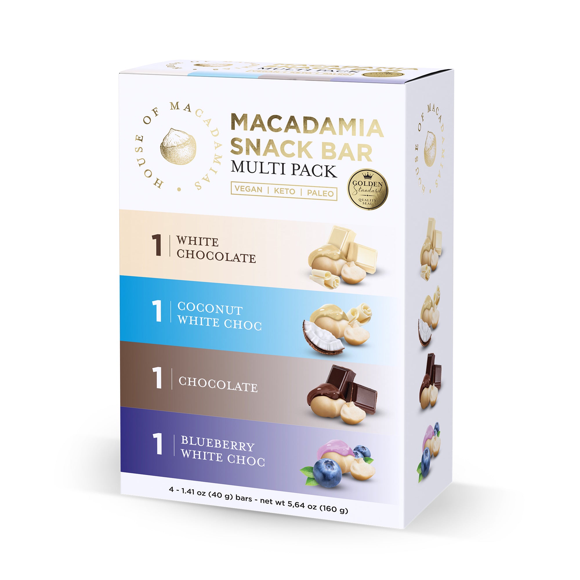 Macadamia Snack Bar Variety (4 Flavors, 4 Bars) - House of Macadamias - calories in macadamias