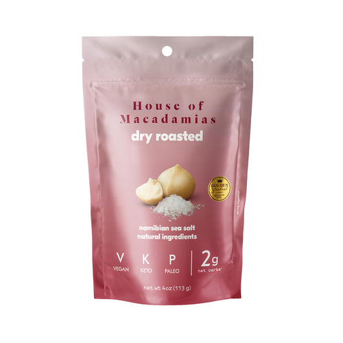 House of Macadamias 113g Namibian Sea Salt Dry Roasted Macadamia Nuts doy pack – healthy snack with the lowest carbs, no seed oils, no sugar, keto-friendly, high in monounsaturated fats (MUFAs), No.1 source of good fats, premium roasted macadamias