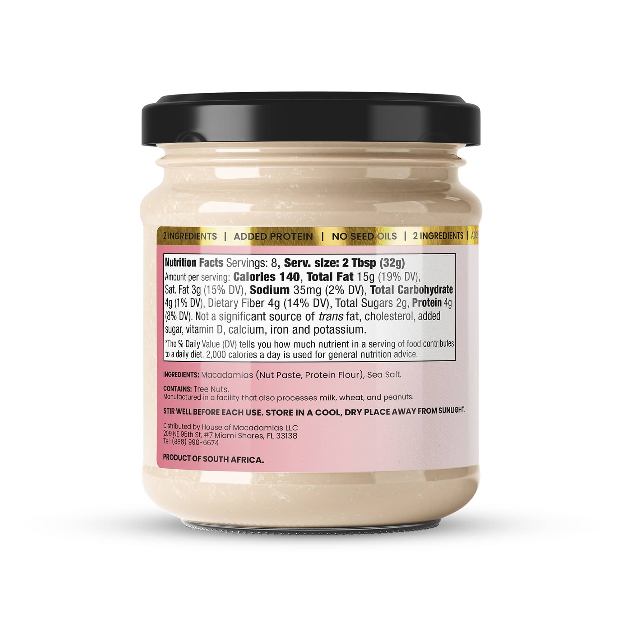 House of Macadamias, Macadamia sea salt protein nut butter with only two ingredients macadamias and sea salt, no seed oils, all natural