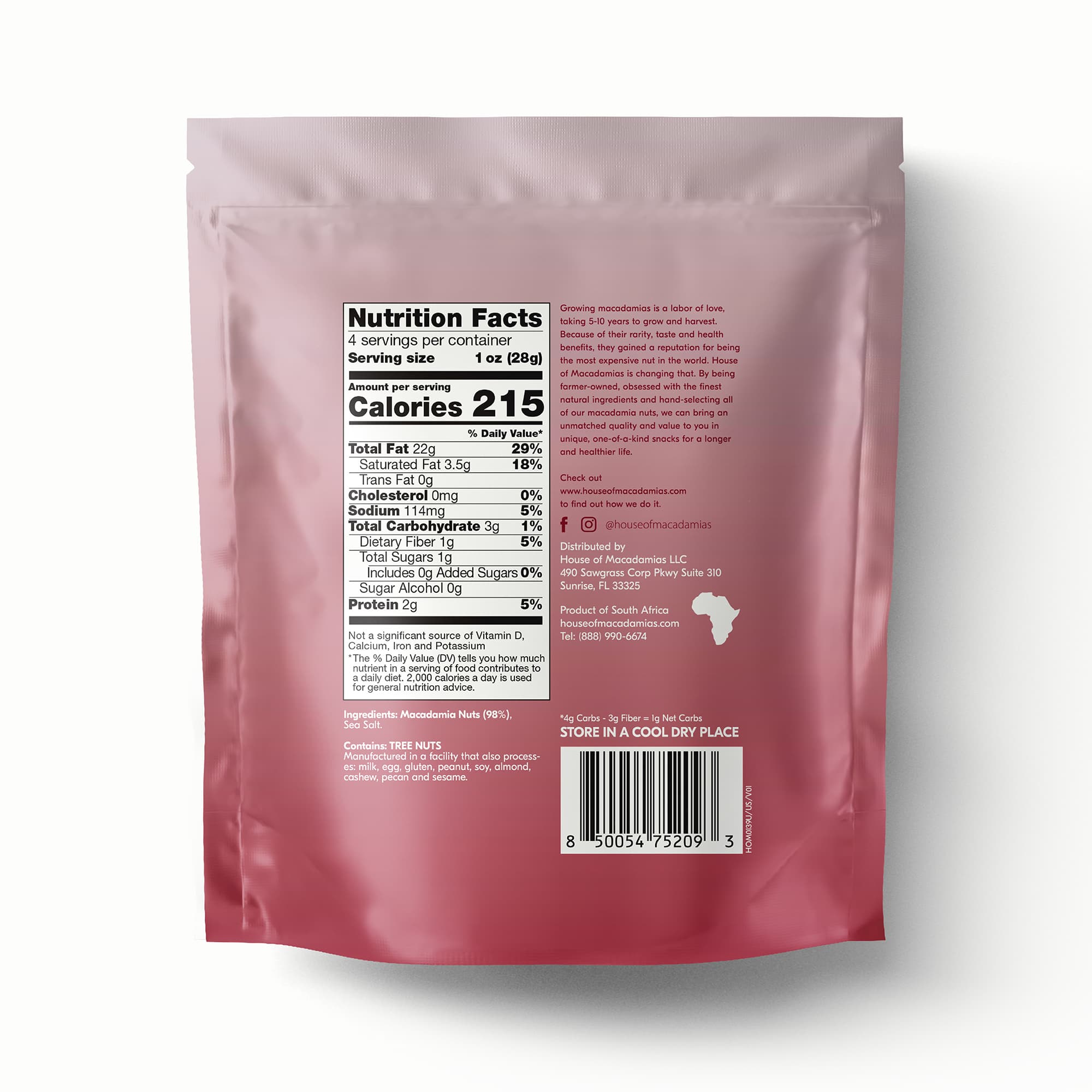 House of Macadamias 2lb sea salt roasted macadamias made with macadamia nuts and sea salt, all natural