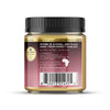 House of Macadamias Sea Salt Macadamia Nut Butter jar, side view showing storage instructions, ingredient list, and usage directions on a white background