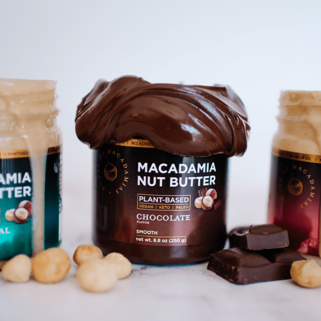 Macadamia Nut Butter Chocolate Flavor (1 Flavor, 2 Jars) - House of Macadamias - snack ideas for work