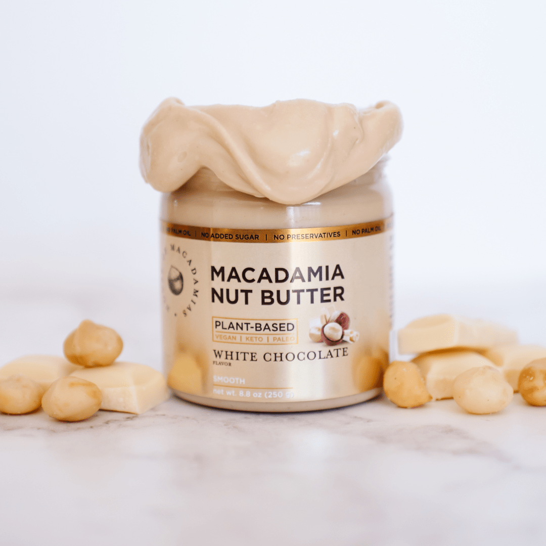 Macadamia Nut Butter White Chocolate Flavor (1 Flavor, 2 Jars) - House of Macadamias - farming macadamia nuts