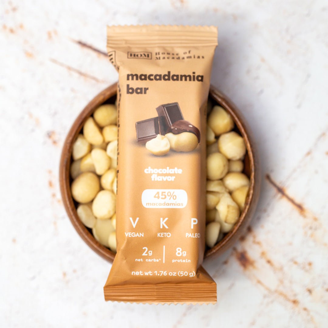 Dark Chocolate Macadamia Protein Bars (12 Bars) - House of Macadamias - quick easy snacks