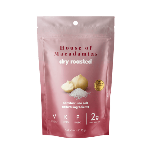 Dry Roasted Macadamia Nuts with Namibian Sea Salt (4oz x 6 Bags) - House of Macadamias - farming macadamia nuts