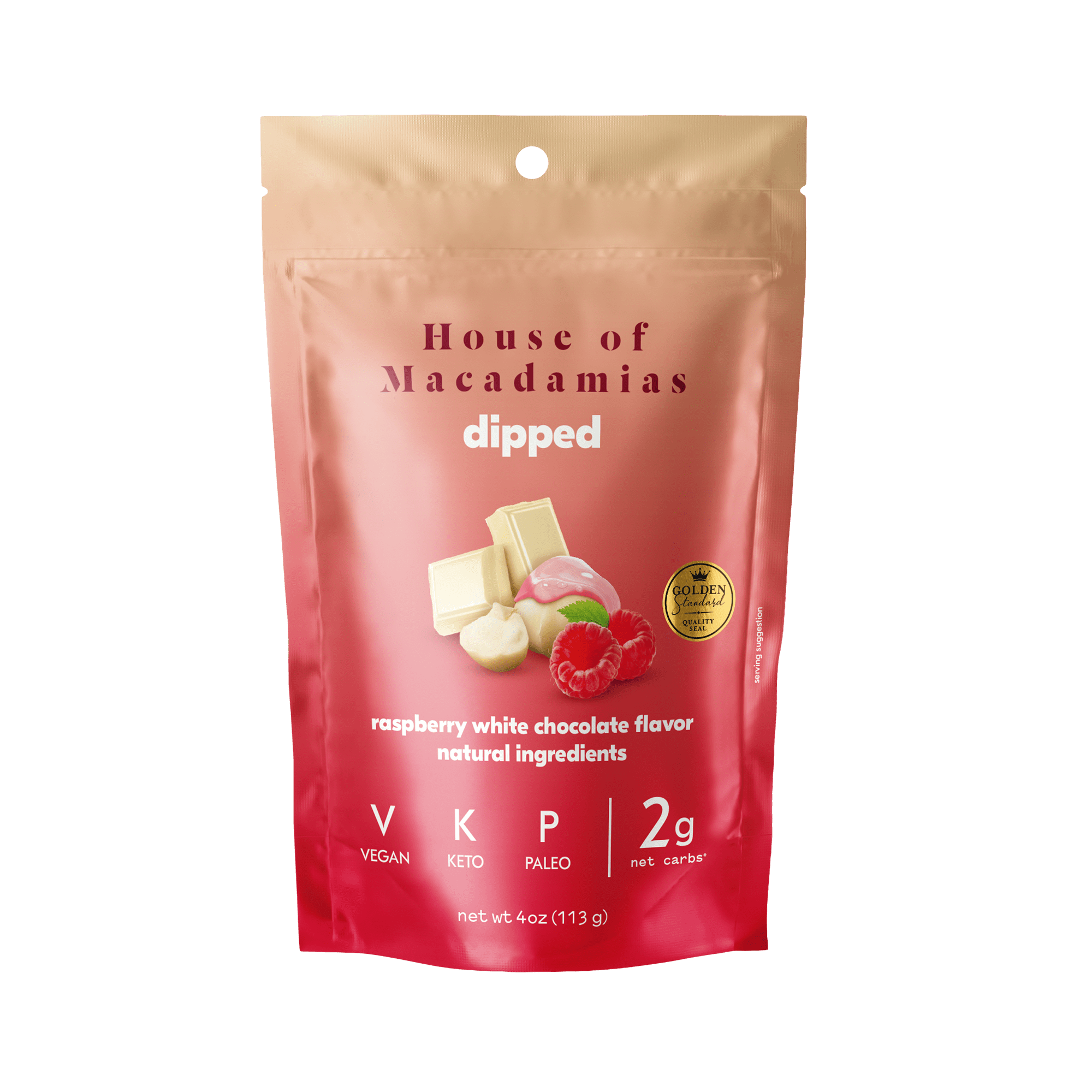Raspberry White Chocolate Dipped Macadamia Nuts (4oz x 6 Bags) - House of Macadamias - best bedtime snacks