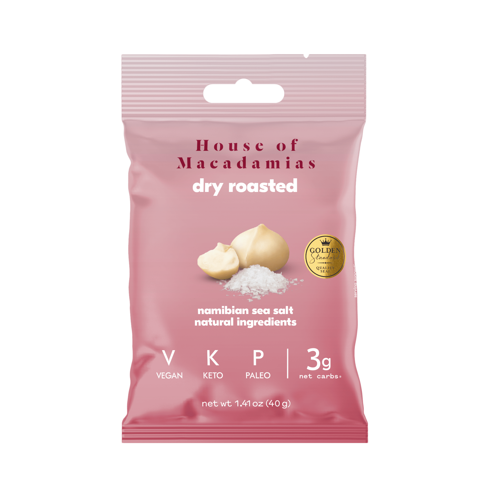 Dry Roasted Macadamia Nuts with Namibian Sea Salt (12 Bags) - House of Macadamias - easy snacks