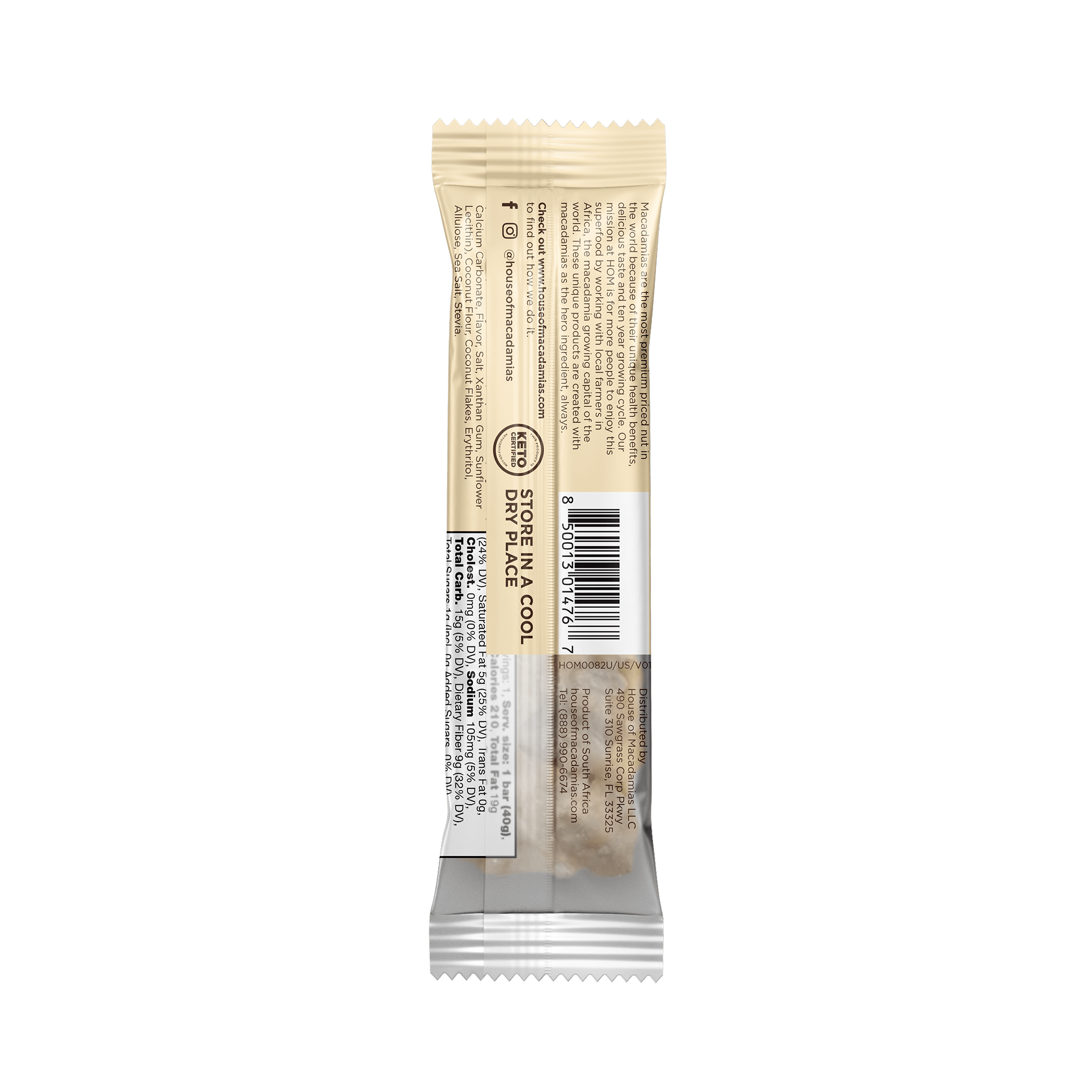 White Chocolate Macadamia Snack Bar (12 Bars) - House of Macadamias - calories in macadamia nut